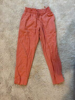 Coral Paper Bag Waist Pants